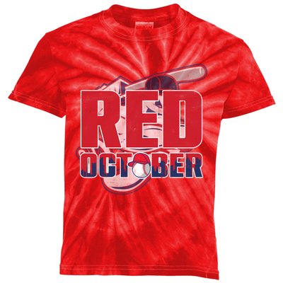 Vintage Red October Philly Philadelphia Baseball Vintage Kids Tie-Dye T-Shirt