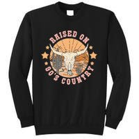 Vintage Raised On 90S Country Music Bull Skull Western Sweatshirt