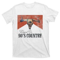 Vintage Raised On 90S Country Music Bull Skull Western T-Shirt