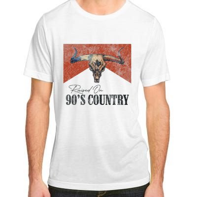 Vintage Raised On 90S Country Music Bull Skull Western Adult ChromaSoft Performance T-Shirt