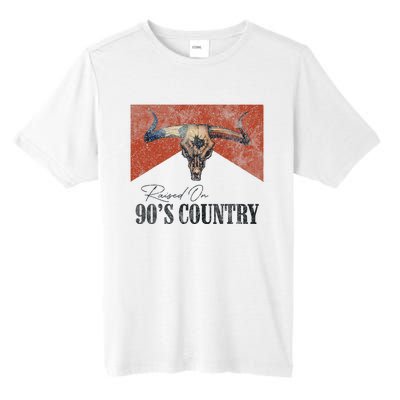 Vintage Raised On 90S Country Music Bull Skull Western Tall Fusion ChromaSoft Performance T-Shirt