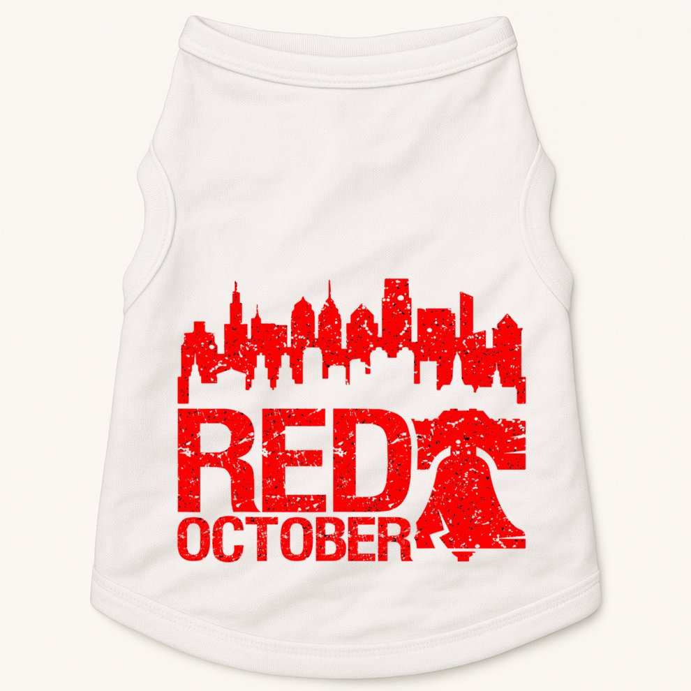 Vintage Red October Philadelphia Skyline Baseball Doggie Tank