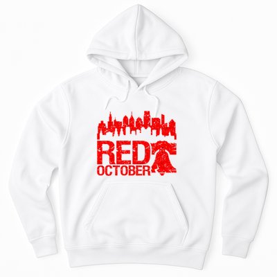 Vintage Red October Philadelphia Skyline Baseball Hoodie