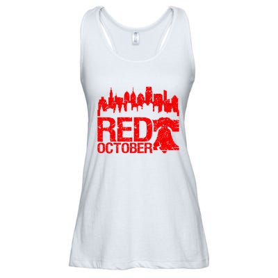 Vintage Red October Philadelphia Skyline Baseball Ladies Essential Flowy Tank