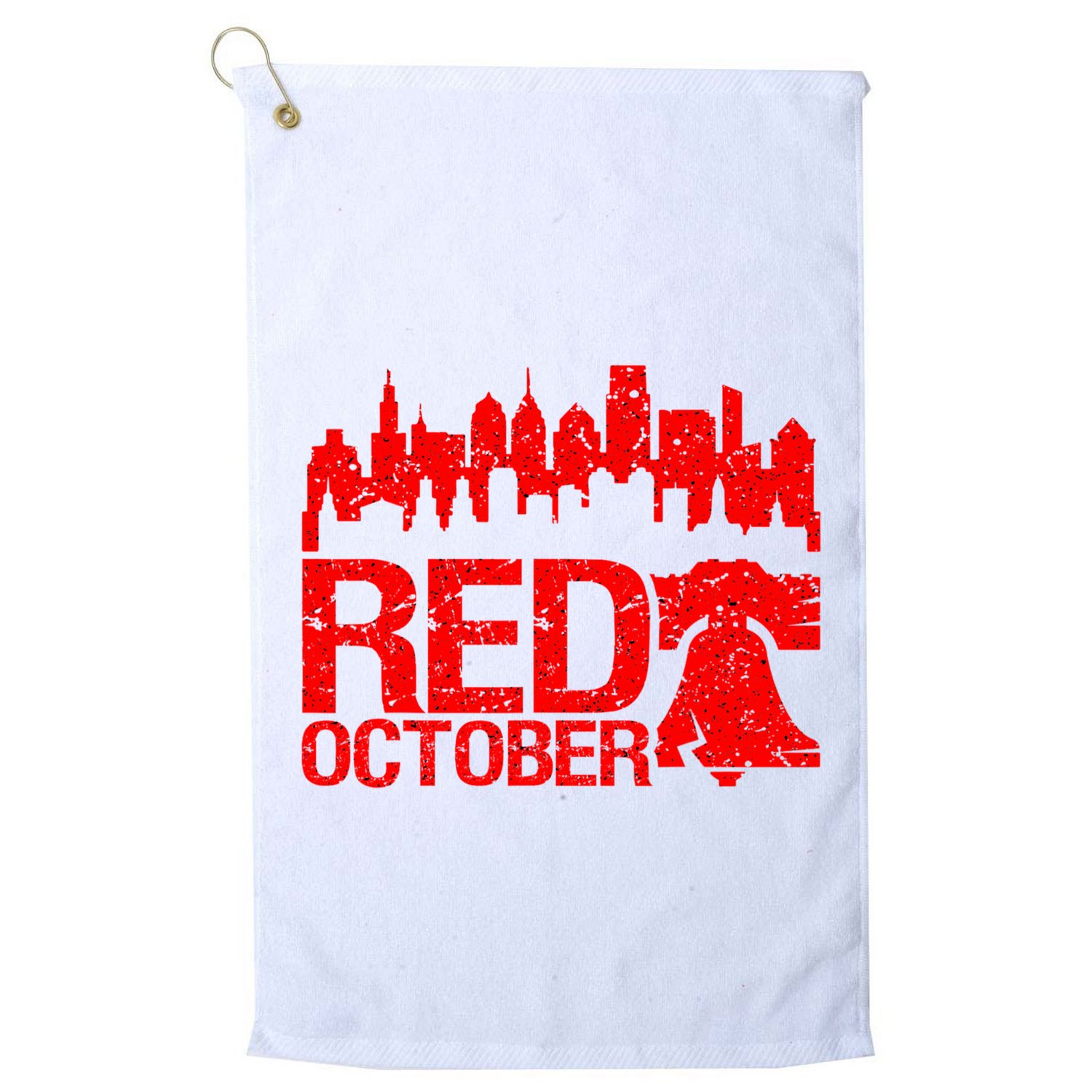 Vintage Red October Philadelphia Skyline Baseball Golf Towel