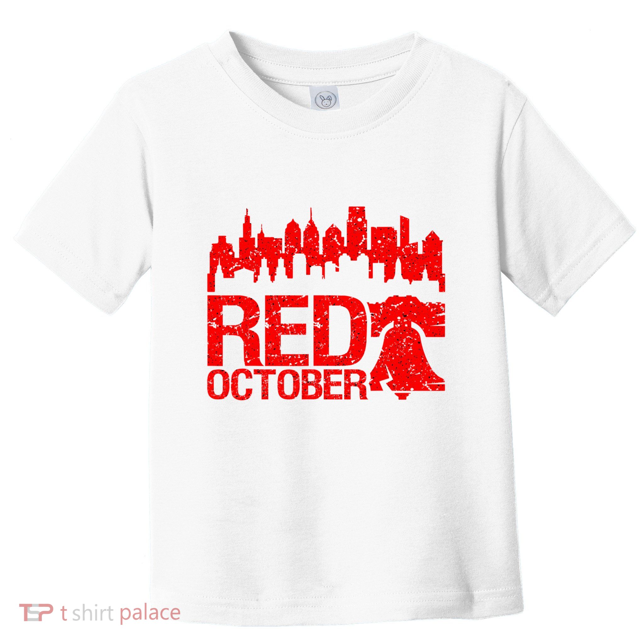 Vintage Red October Philadelphia Skyline Baseball Toddler T-Shirt