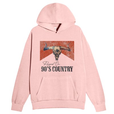 Vintage Raised On 90s Country Music Bull Skull Western Urban Pullover Hoodie