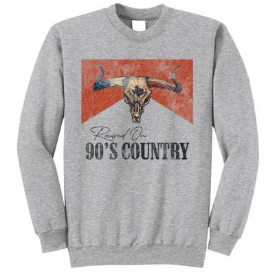 Vintage Raised On 90s Country Music Bull Skull Western Sweatshirt