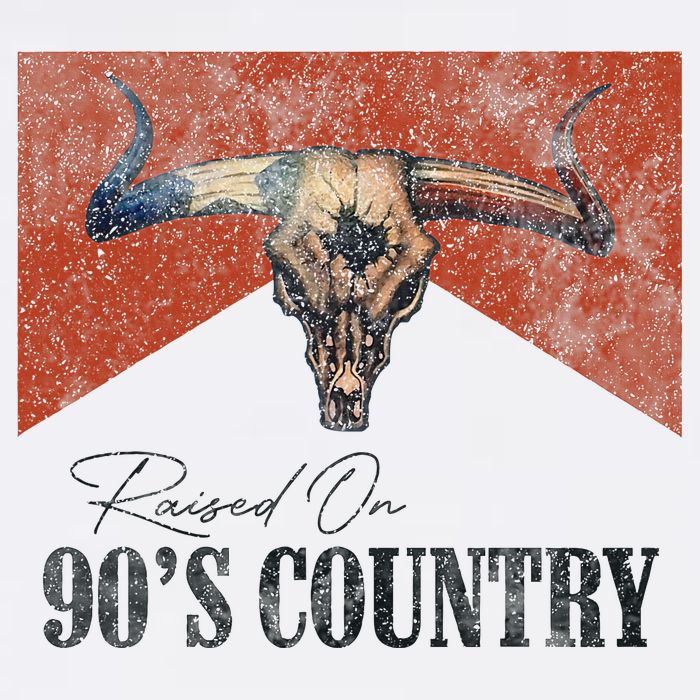 Vintage Raised On 90s Country Music Bull Skull Western Baby Bodysuit