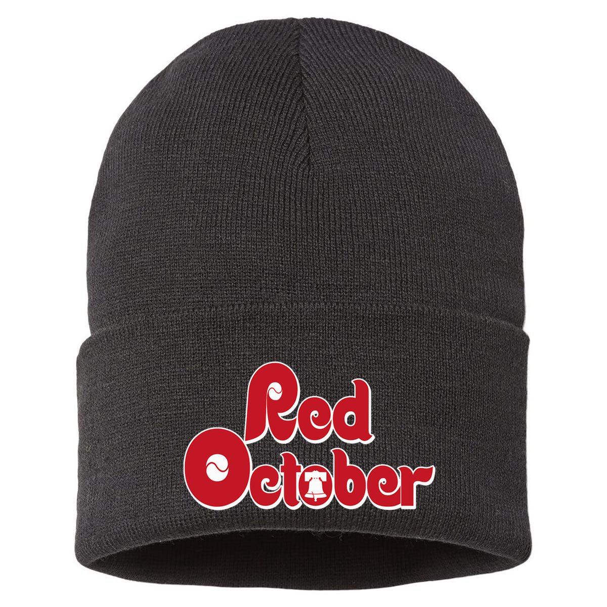 Vintage Red October Philadelphia Skyline Baseball Sustainable Knit Beanie