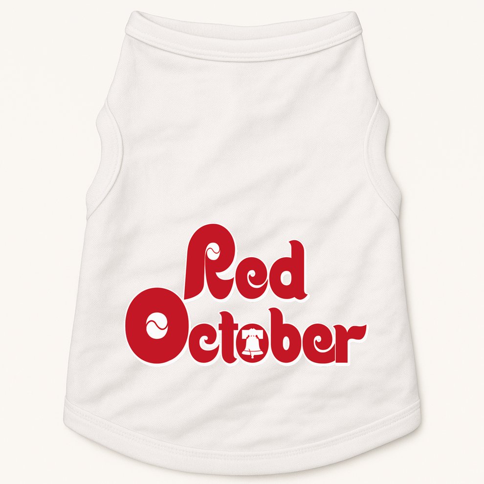 Vintage Red October Philadelphia Skyline Baseball Doggie Tank