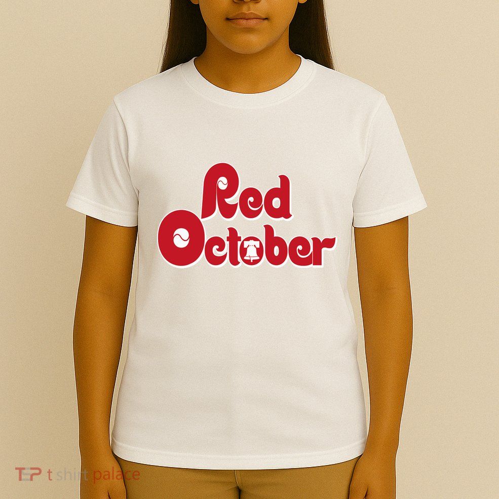 Vintage Red October Philadelphia Skyline Baseball T-Shirt