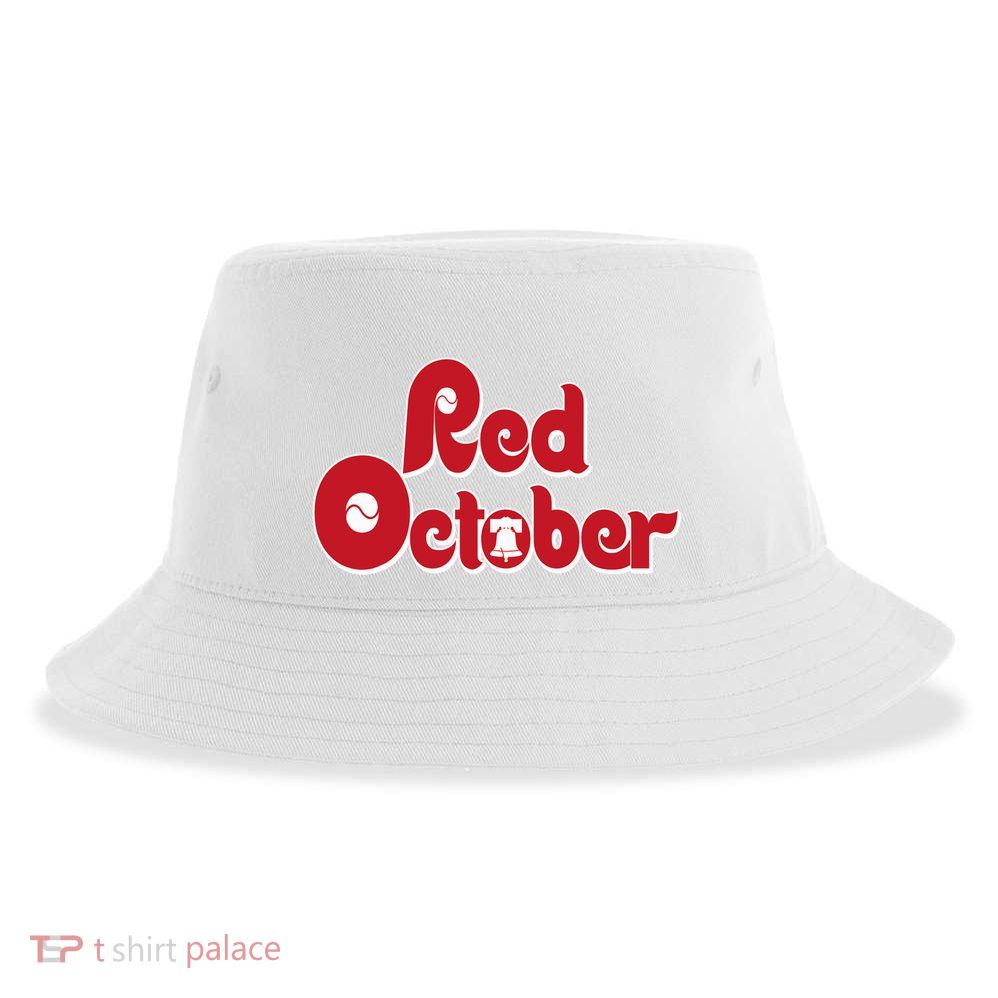 Vintage Red October Philadelphia Skyline Baseball Sustainable Bucket Hat