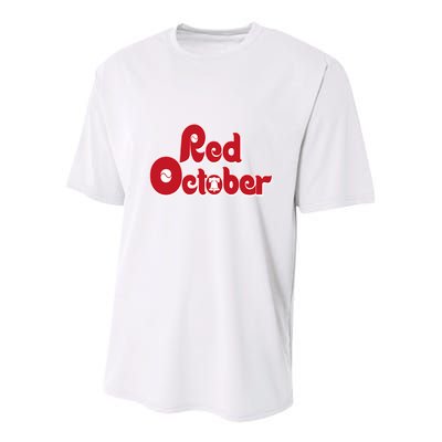 Vintage Red October Philadelphia Skyline Baseball Youth Performance Sprint T-Shirt