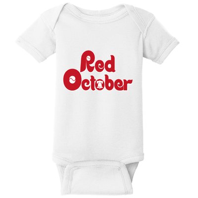 Vintage Red October Philadelphia Skyline Baseball Baby Bodysuit