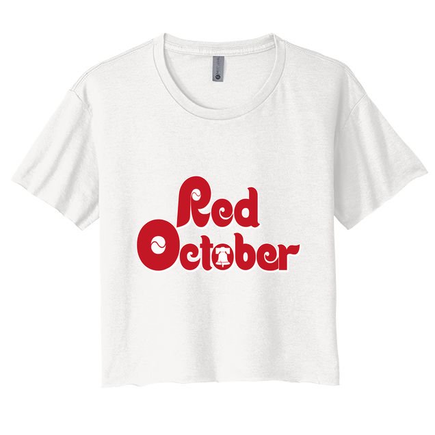 Vintage Red October Philadelphia Skyline Baseball Crop Top