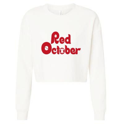 Vintage Red October Philadelphia Skyline Baseball Cropped Pullover Crew