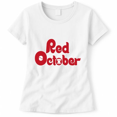 Vintage Red October Philadelphia Skyline Baseball Womens T-Shirt
