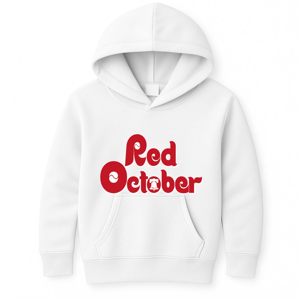 Vintage Red October Philadelphia Skyline Baseball Kids Hoodie
