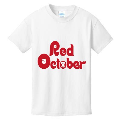 Vintage Red October Philadelphia Skyline Baseball Kids T-Shirt
