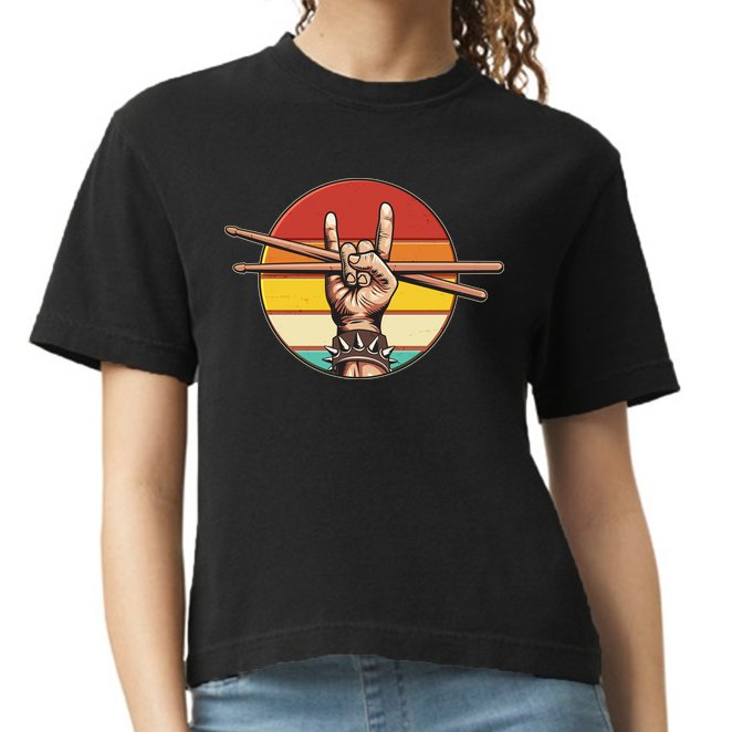Vintage Rock One Drummer Drum Sticks Comfort Colors Boxy T-Shirt