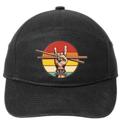 Vintage Rock One Drummer Drum Sticks 7-Panel Snapback Hat