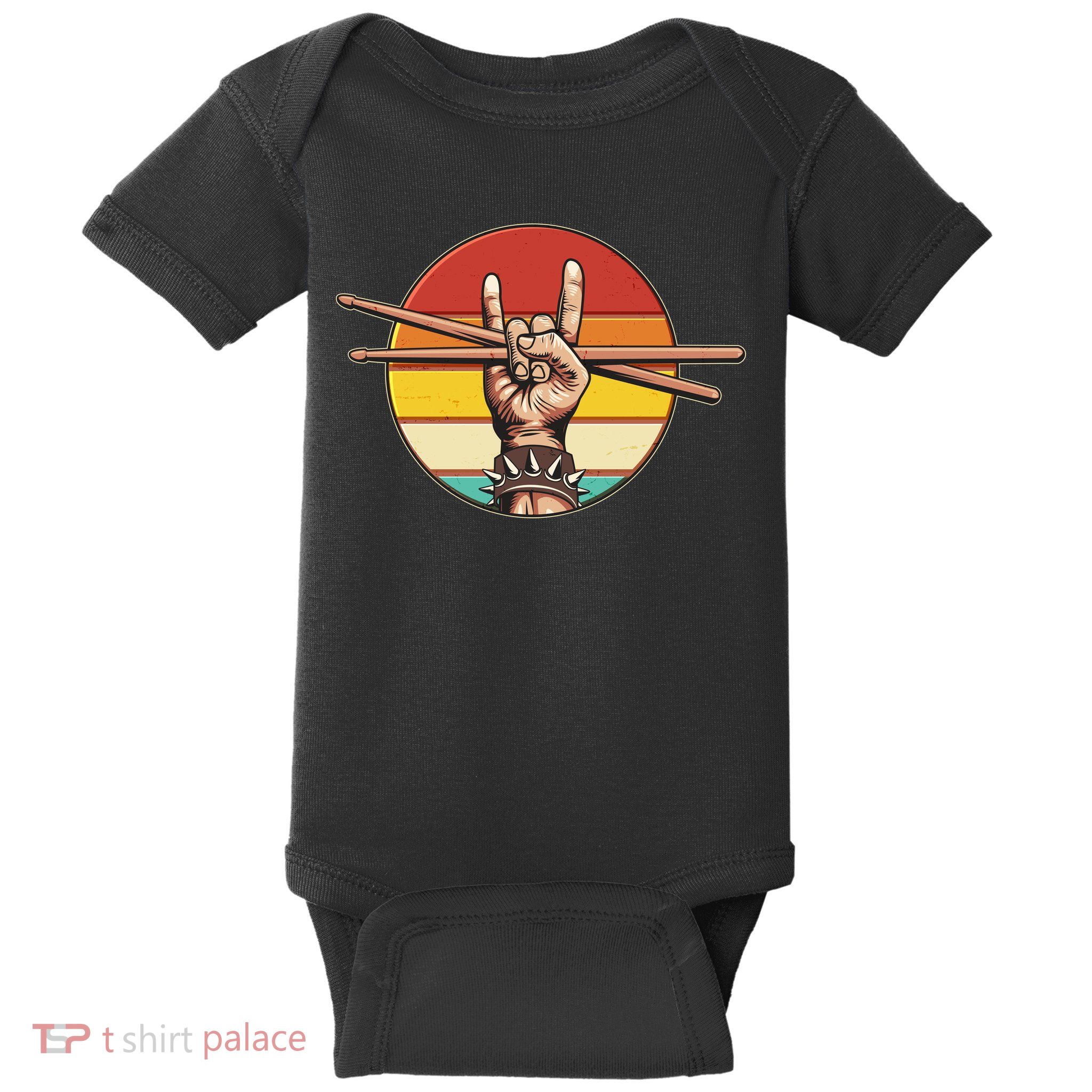 Vintage Rock One Drummer Drum Sticks Baby Bodysuit