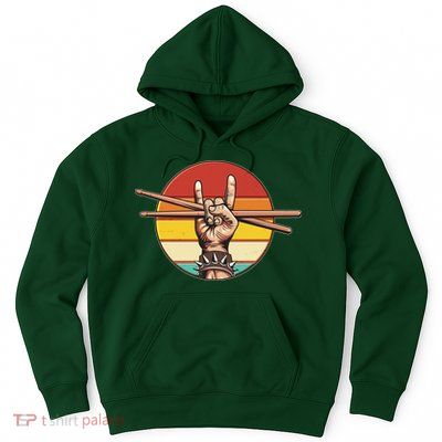 Vintage Rock One Drummer Drum Sticks Hoodie