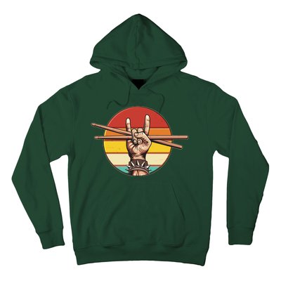 Vintage Rock One Drummer Drum Sticks Hoodie