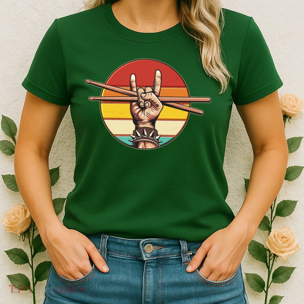 Vintage Rock One Drummer Drum Sticks Womens T-Shirt