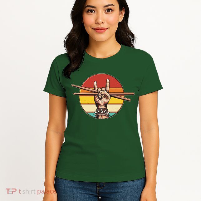 Vintage Rock One Drummer Drum Sticks Womens T-Shirt