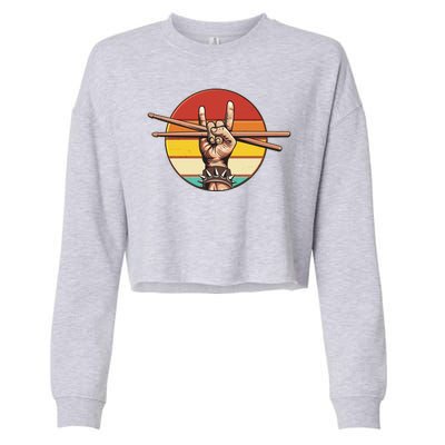 Vintage Rock One Drummer Drum Sticks Cropped Pullover Crew