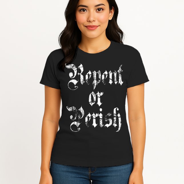 Vintage Repent or Parish Christian Womens T-Shirt