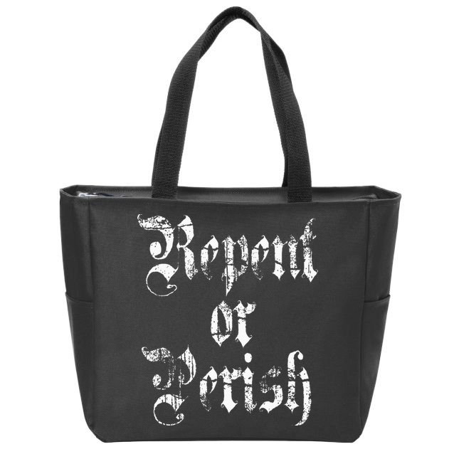 Vintage Repent or Parish Christian Zip Tote Bag