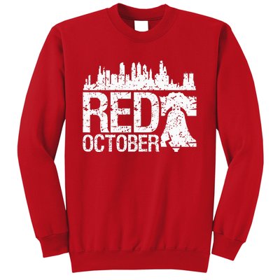 Vintage Red October Philly Philadelphia Skyline Baseball Sweatshirt