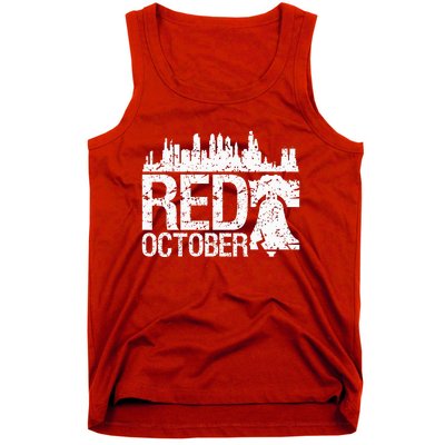 Vintage Red October Philly Philadelphia Skyline Baseball Tank Top