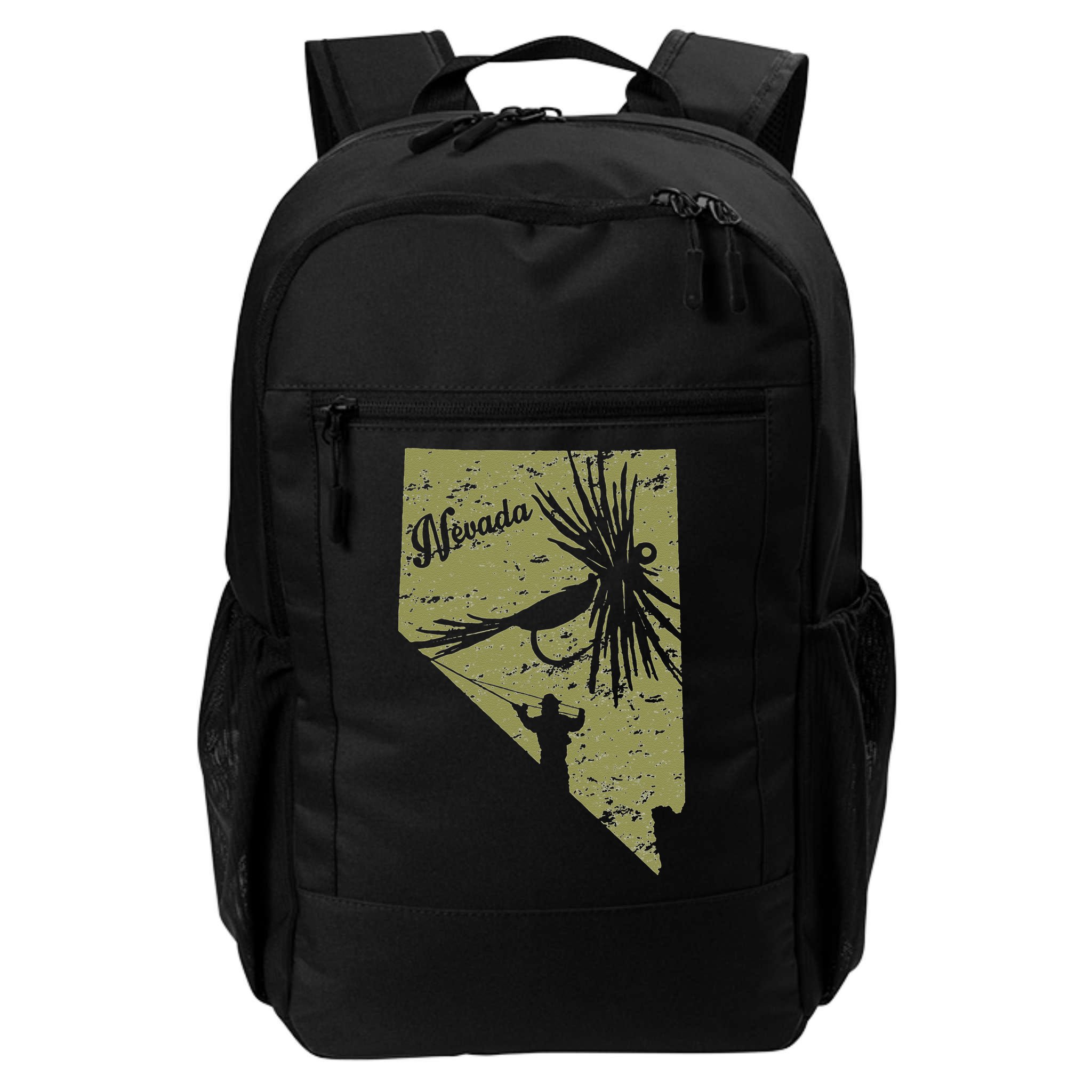 Vintage Rustic Olive Fish Nevada State Map NV Fly Fishing Backpack