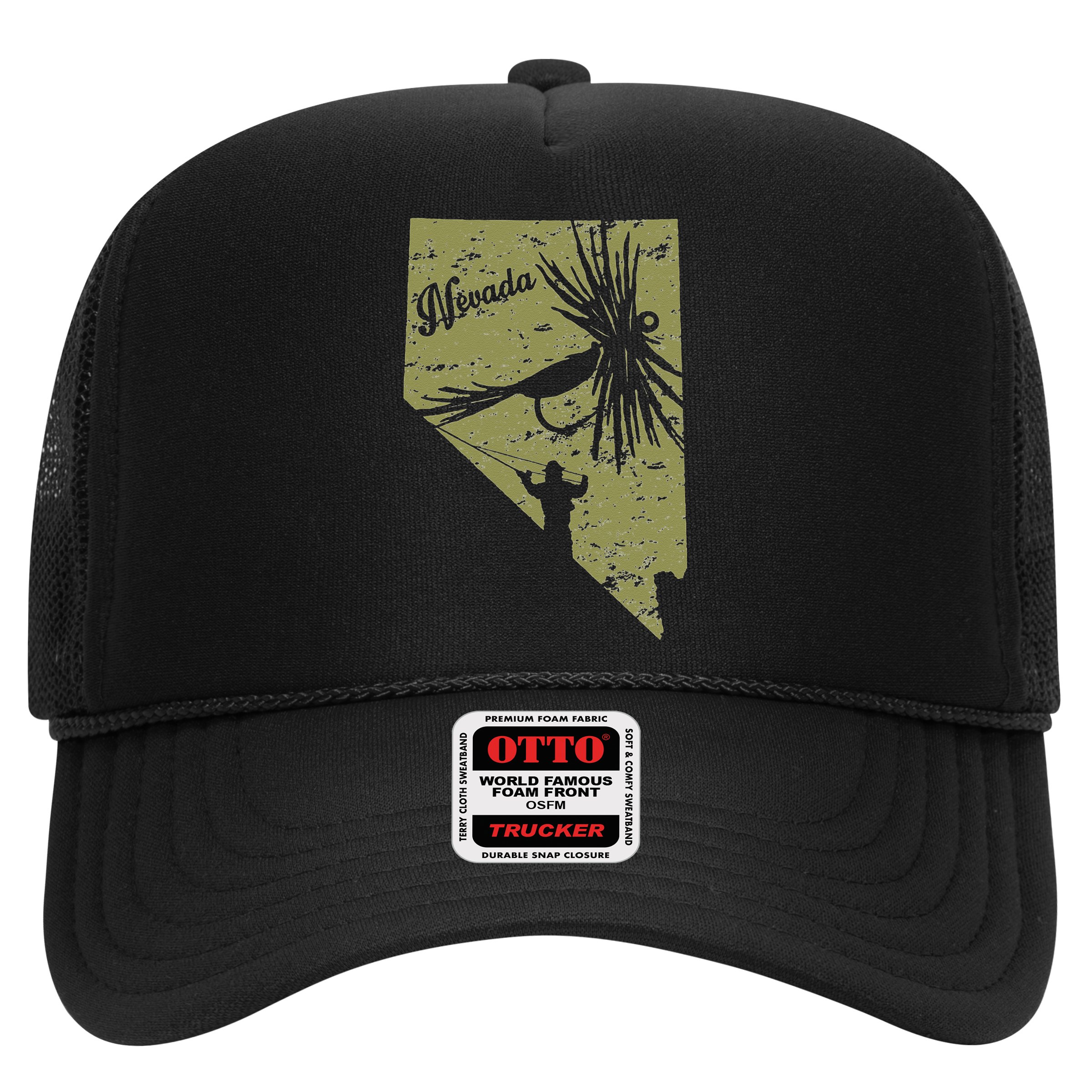 Vintage Rustic Olive Fish Nevada State Map NV Fly Fishing Hat