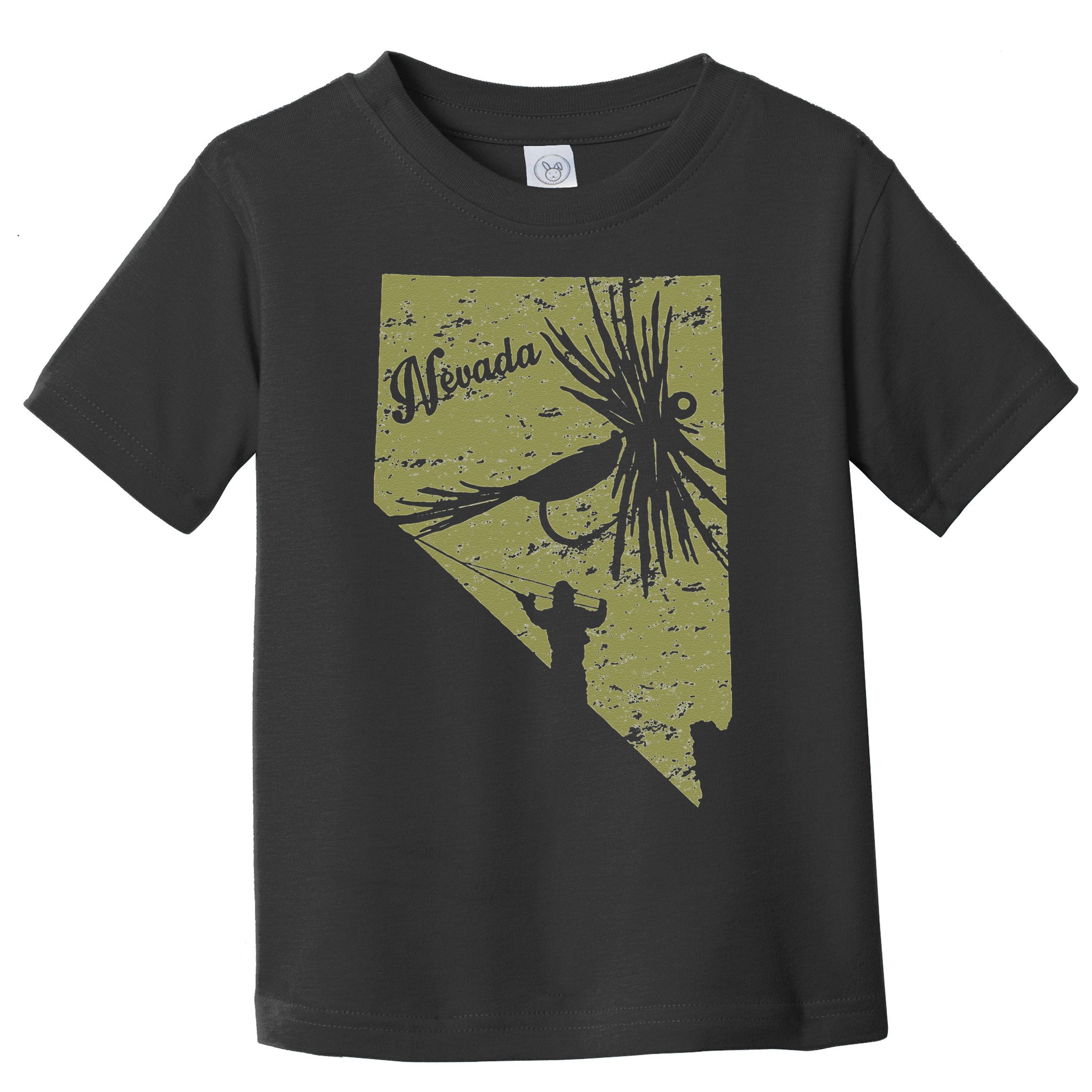 Vintage Rustic Olive Fish Nevada State Map NV Fly Fishing Toddler T-Shirt