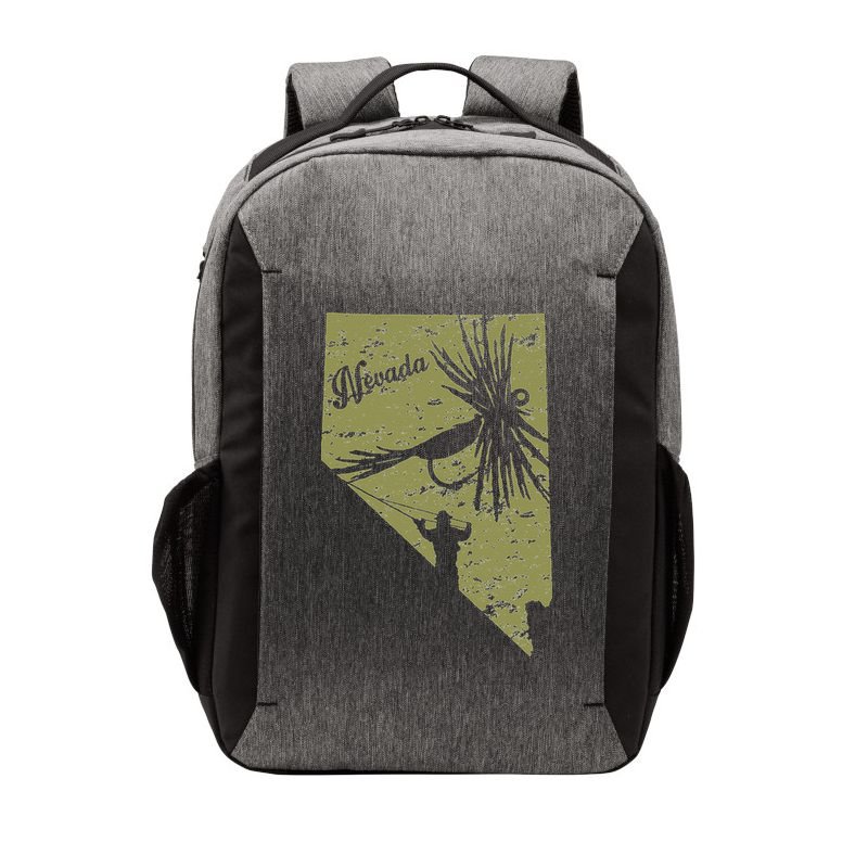 Vintage Rustic Olive Fish Nevada State Map NV Fly Fishing Vector Backpack