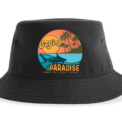 Vintage Retro Orignal Surfing Paradise Shark Sustainable Bucket Hat