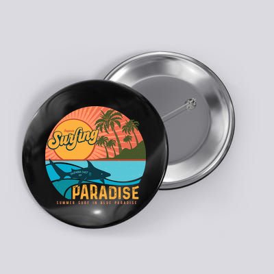 Vintage Retro Orignal Surfing Paradise Shark Button