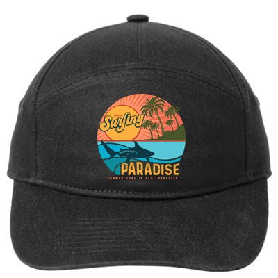 Vintage Retro Orignal Surfing Paradise Shark 7-Panel Snapback Hat