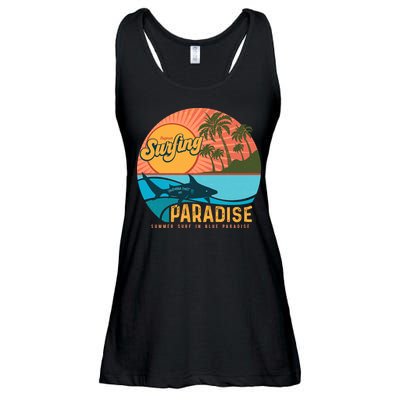 Vintage Retro Orignal Surfing Paradise Shark Ladies Essential Flowy Tank