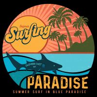 Vintage Retro Orignal Surfing Paradise Shark Flatbill Hat
