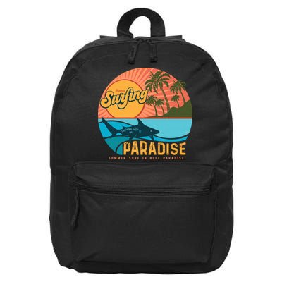 Vintage Retro Orignal Surfing Paradise Shark 16 in Basic Backpack