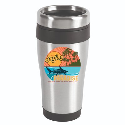 Vintage Retro Orignal Surfing Paradise Shark 16oz Travel Tumbler