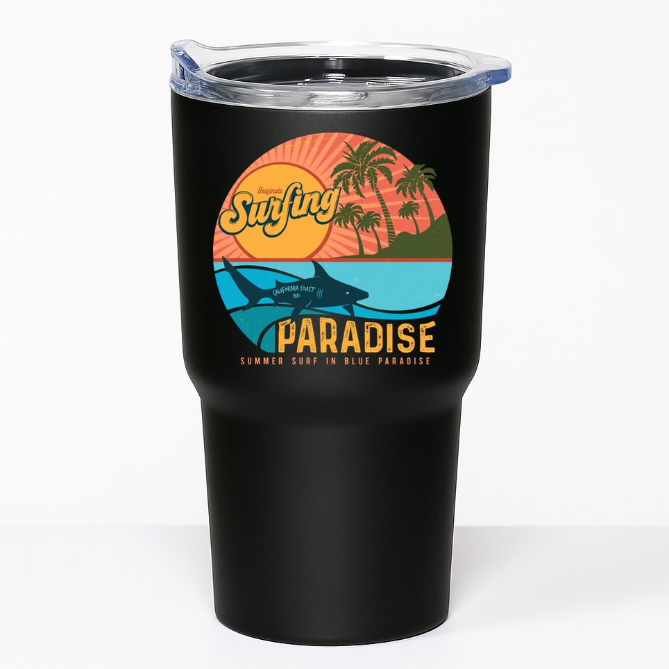 Vintage Retro Orignal Surfing Paradise Shark Tumbler