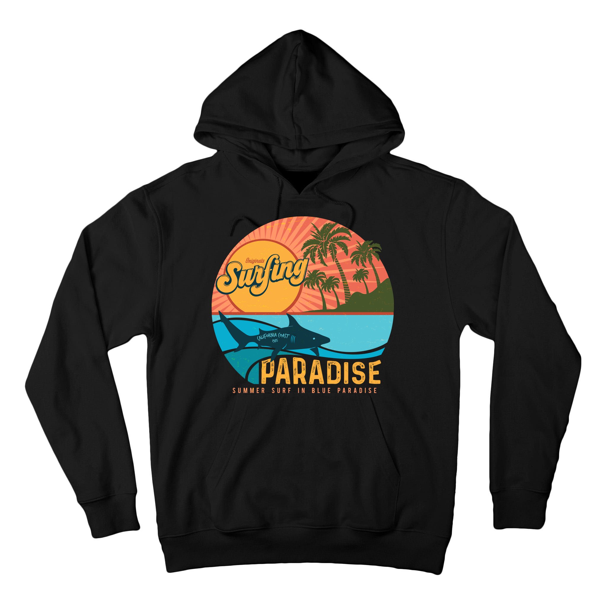 Vintage Retro Orignal Surfing Paradise Shark Tall Hoodie