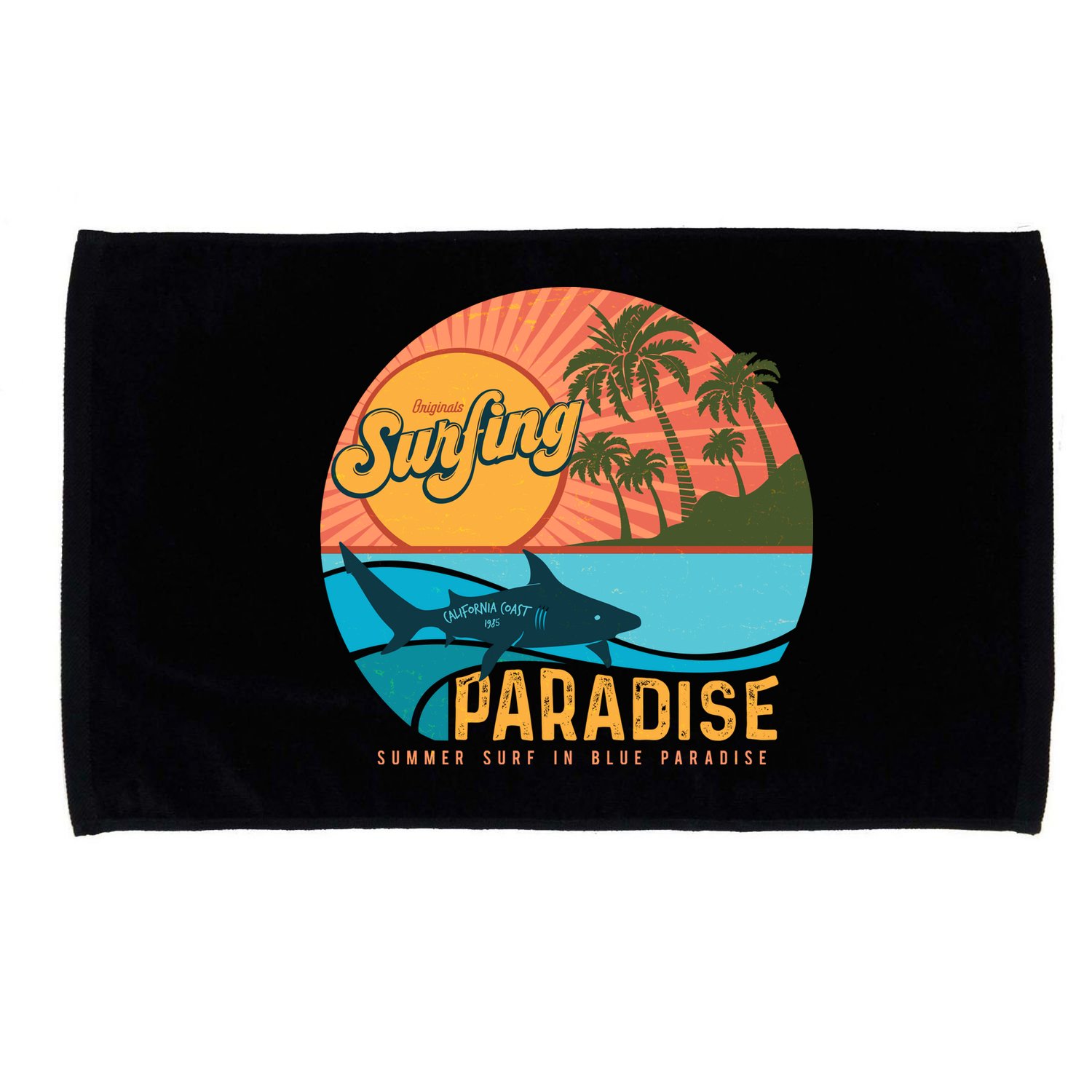 Vintage Retro Orignal Surfing Paradise Shark Microfiber Hand Towel